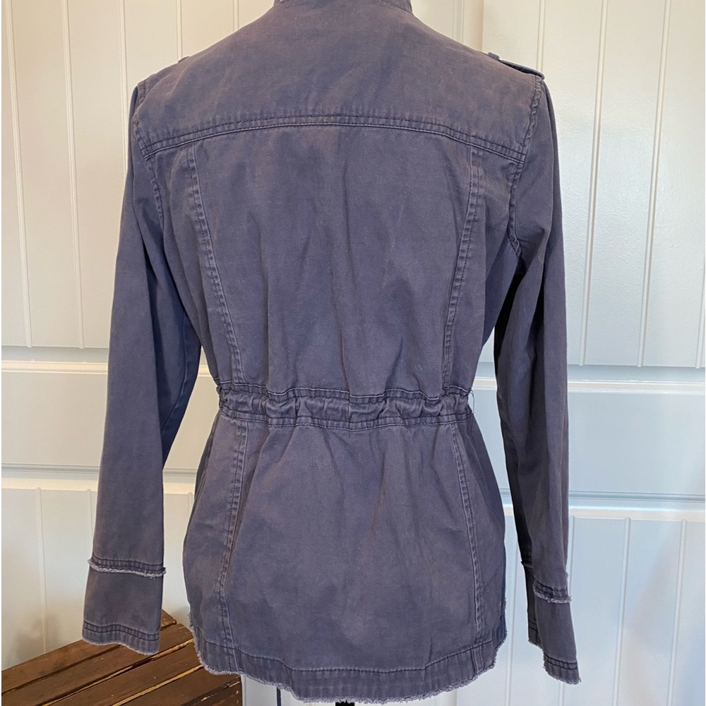 Miss London Faded Distressed Blue Drawstring Patched Jacket - Picture 5 of 15